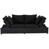 Lesli Living Roma loungebank | wicker | 210x80cm | zwart