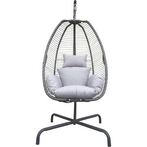 Outdoor Living - Hangstoel Rope - Grijs - Wicker en Rope - Stalen Frame