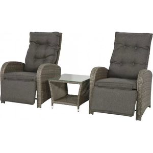 Duo - Loungeset Melia - Tuinset - Grijs - Kunststof - Met Kussens
