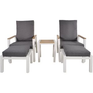 Lesli Living Duo Loungeset Aluminium Ligbedden Coda Wit incl. Tafeltje