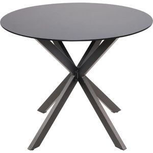 Lesli Living Gartentisch Tafel Kaffeetisch Tisch rund ø90x73 cm Aluminium Glas