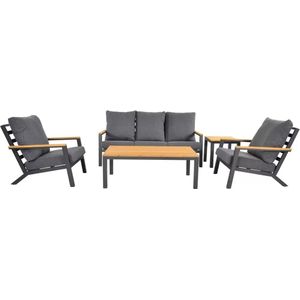Lesli Living Donnan stoel-bank loungeset 5-delig | aluminium + bamboe