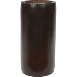 Kaarshouders/waxinelichthouders bamboe bruin 16 cm - Stompkaars uitstraling - Theelichthouders/kaarsenhouders