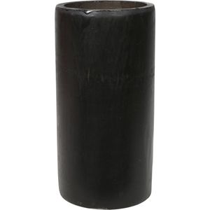 Bamboe theelichthouders/waxinelichthouders grijs/groen 16 cm