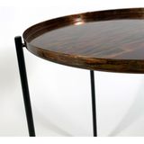 Ronde bijzettafel/plantenstandaard koper/zwart 35 cm - plantenhouder/plantentafel/oppottafel