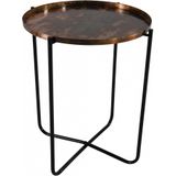 Ronde bijzettafel/plantenstandaard koper/zwart 50 cm - plantenhouder/plantentafel/oppottafel