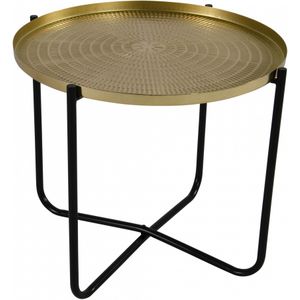 Ronde bijzettafel/plantenstandaard goud/zwart 35 cm - plantenhouder/plantentafel/oppottafel