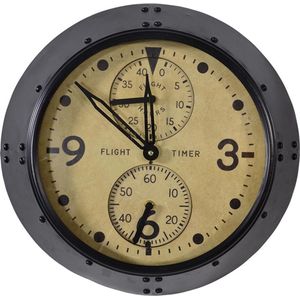 Durham - Wandklok - Zwart - Metaal - 46cm