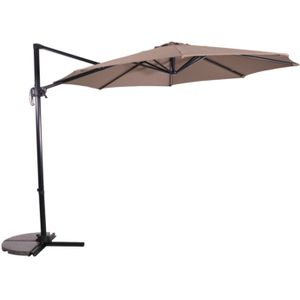 Zweefparasol Libra Taupe Ø300 cm - inclusief kruisvoet & hoes