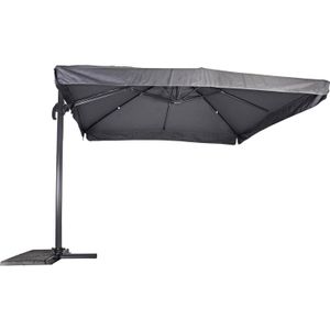 Virgo zweefparasol met volant grijs 3x3 m