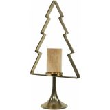 Kerstboom Aurum met windlicht met goud glas, 70cm. 2 stuks