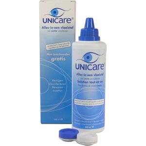 Unicare 240 ml - lenzenvloeistof voor zachte contactlenzen - incl. 6 lenzendoosjes - voordeelverpakking