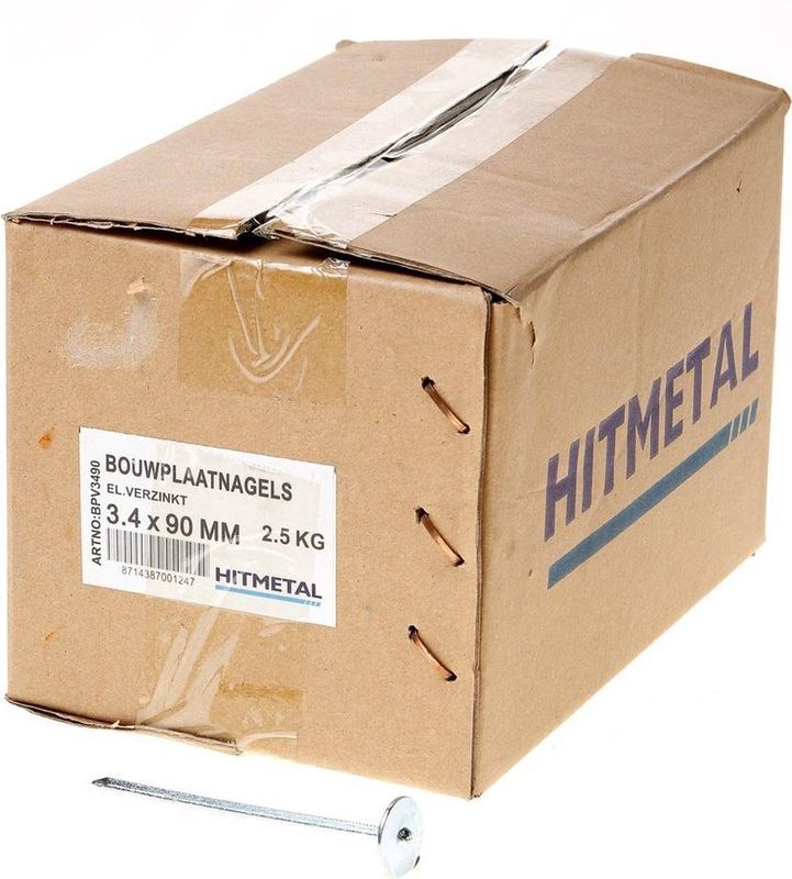 Bouwplaatnagel 3,4X90Mm Verz Pak 2,5Kg