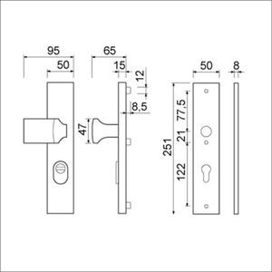 AMI veiligheidsbeslag knop/kruk - SKG*** met kerntrek - PC 92 - deurdikte 38/42mm - F1 - 891370