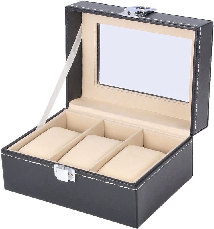 Horlogebox - Horlogedoos - Voor 3 Horloges - Zwart