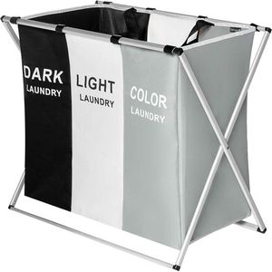 Lowander wasmand 3 vakken - Wassorteerder 90 liter - Licht | Donker | Gekleurd