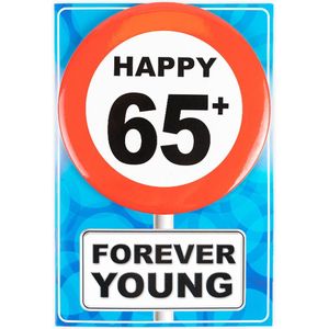 Happy age kaart 65 jaar (wenskaart met button)