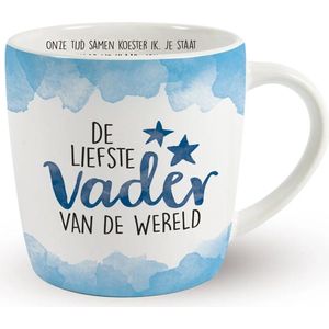 Cadeau koffie/thee mok vader - wit/blauw - lieve papa - porselein - Vaderdag