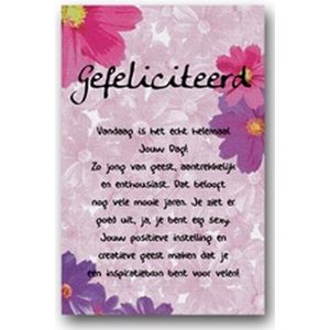 Canvas Wenskaart - Schilderij kaart - Felicitatie kaart met tekst - Gefeliciteerd - 1 stuk - 11 x 17 cm