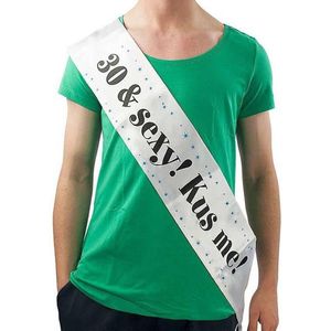 Verjaardag Sjerp 30 and Happy! Kus me - wit - glans polyester – 30 Jaar - 30e verjaardag
