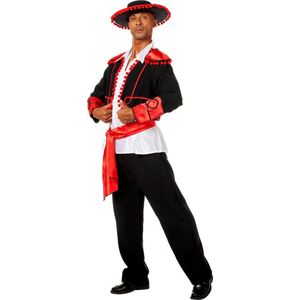 Wilbers & Wilbers - Spaans & Mexicaans Kostuum - Rood Zwarte Flamenco Stierenvechter Don Miguel De Castanguelas - Man - Rood, Zwart - Maat 60 - Carnavalskleding - Verkleedkleding