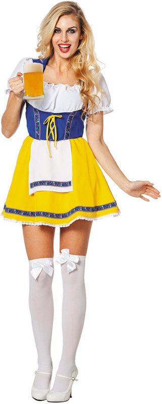 Dirndl Jurk Oktoberfest Geel Blauw
