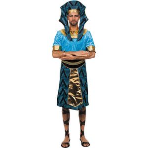 Wilbers & Wilbers - Egypte Kostuum - Egyptenaar Ramses ( Zonder Hoed) Farao Van De Nijl - Man - Blauw - Maat 50 - Carnavalskleding - Verkleedkleding