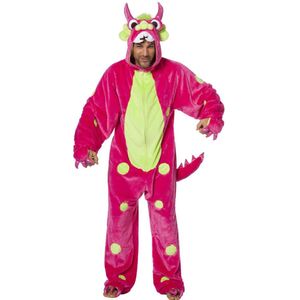 Wilbers & Wilbers - Monster & Griezel Kostuum - Razend Roze Monster - Man - Roze - Maat 40 - Halloween - Verkleedkleding