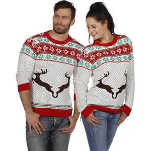 Kersttrui - Wit - Rendieren
