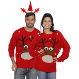 Feestbeest.nl - Kersttrui - Rood - Materiaal: 100% Katoen