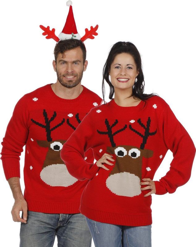 Feestbeest.nl - Kersttrui - Rood - Materiaal: 100% Katoen