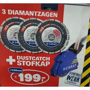 Carat dustcatch stofkap met 3 diamantzagen universeel