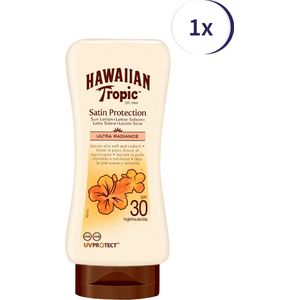 Hawaiian Tropic Satin Protection Sun Lotion - SPF30 - 180ml - 2 Stuks - Zonnebrand - Tropische geur - Dermatologisch getest - Waterbestendig - Voordeelverpakking