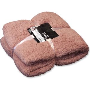 Unique Living | Teddy plaid oud roze