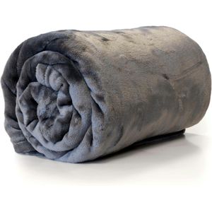 Unique Living fleece plaid 'Enzo' 130x180cm - Donkergrijs
