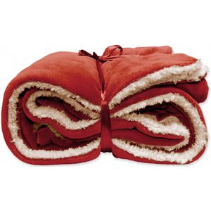 Unique Living | Lars coral fleece/suede plaid 150x200cm redwood