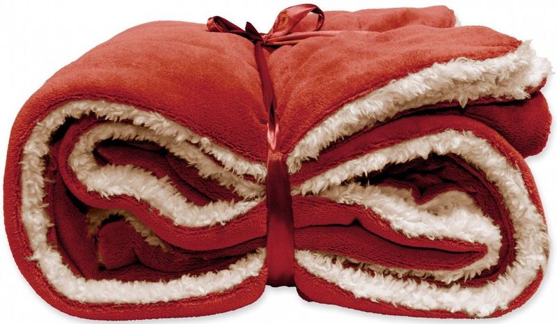 Unique Living | Lars coral fleece/suede plaid 150x200cm redwood