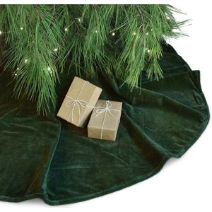 Unique Living Kerstboomrok - donkergroen velvet - D120 cm - polyester - kerstboomkleed