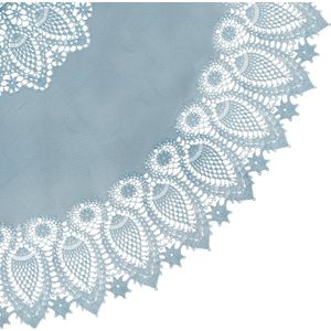 Unique Living tafelkleed/tafellaken - buiten/binnen - blauw - Dia 152 cm - rond - kant look - weerbestendig