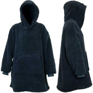 Unique Living Oversized Teddy Fleece Hoodie Dark Blue