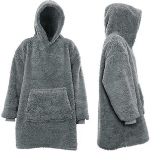 Unique Living Oversized Teddy Fleece Hoodie Dark Grey