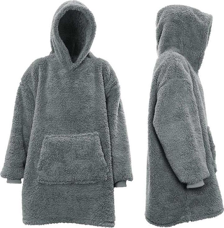 Unique Living Oversized Teddy Fleece Hoodie Dark Grey