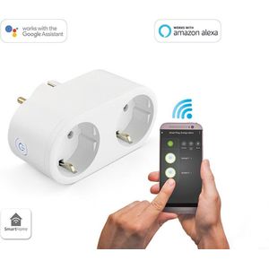 Caliber Verdeelstekker - Stopcontact Splitter - Smart Plug - Slimme stekkerdoos - Tuya Smart Plug met energie monitor - Aan/uit schakelaar - Ondersteunt Google Home Amazon Alexa en Apple Siri (HWP121E)