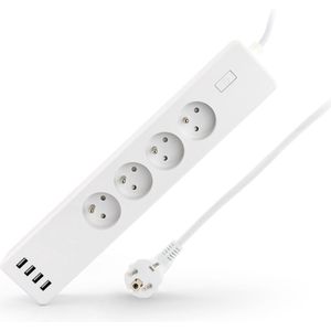 Caliber Stekkerdoos - Slimme Stekkerdoos - 4x USB en 4x Type E Belgisch / Franse Penaarde - App Bediening Google Home, Amazon Alexa en Siri - Kerstverlichting bedienen (HWP302FU)