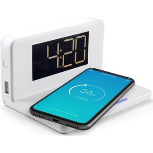 Caliber - HCG018QI-W - Digitale Wekker - Wit - Draadloze Oplader - Dual Alarmklok