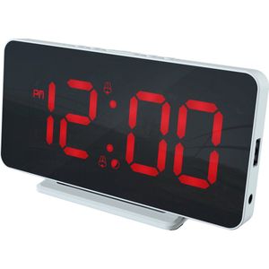Caliber Slimline - Wekker - Digitale Wekker - Twee alarmen - Groot Dimbaar Rood Display - USB Oplader - Wit (HCG022)