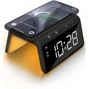 Caliber Digitale Wekker - Wekker met Draadloze Oplader - Wake Up Light - Zwart