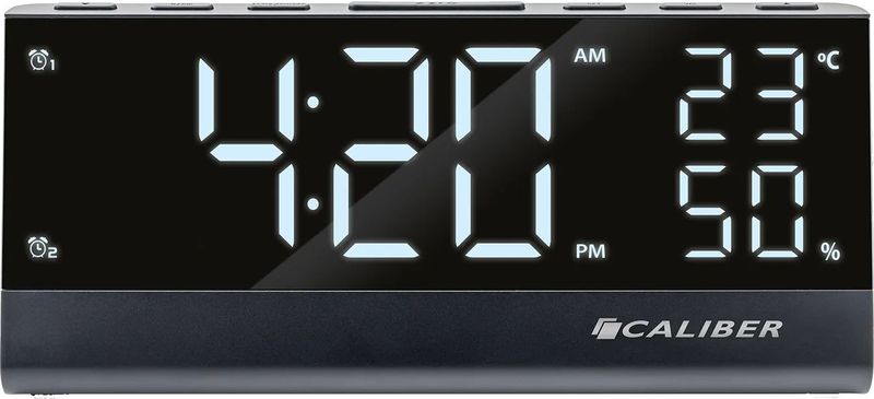 Caliber - HCG023 - Digitale Wekkerradio - FM Radio - Temperatuur- en Luchtvochtigheidsmeter - Groot Display