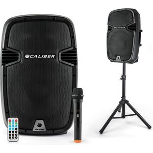 Caliber Partybox - Party Speaker met draadloze microfoon - DJ Speaker 250 Watt - PA Set met Afstandsbediening - Luidspreker Standaard (HPA605BT)