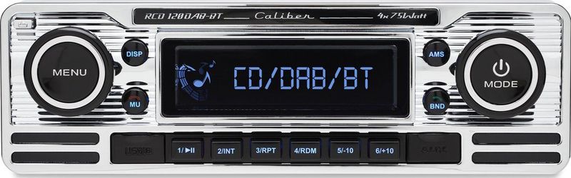 Caliber Autoradio met Bluetooth - DAB - DAB+ - USB, SD, AUX, FM - CD Speler - 1 DIN - Enkel DIN - Retro Oldtimer Look - Handsfree bellen - (RCD120DAB-BT)